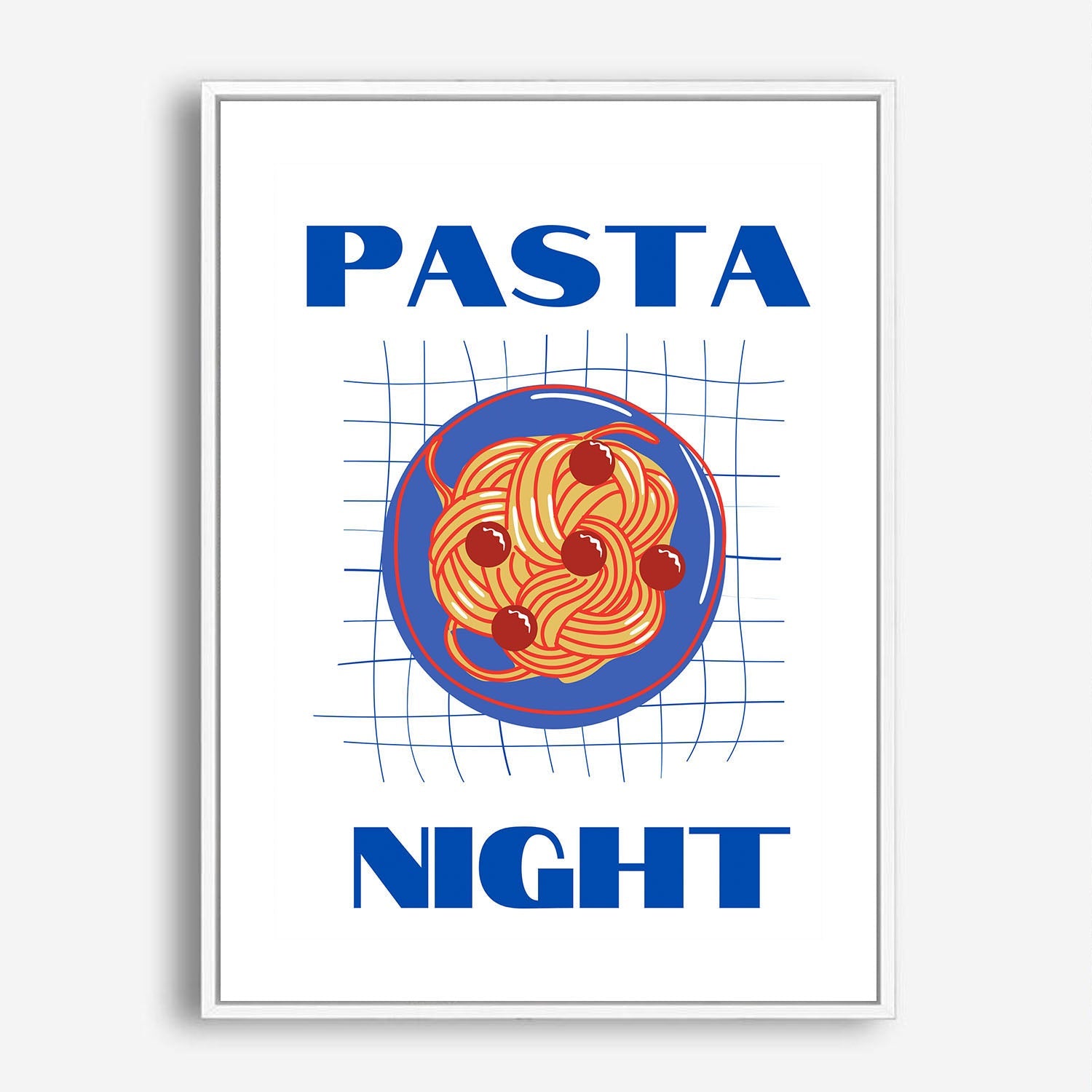 Wes Co Gallery Poster Pasta Night Blue 5 x 7" Home Goods - Coffee  Art Print