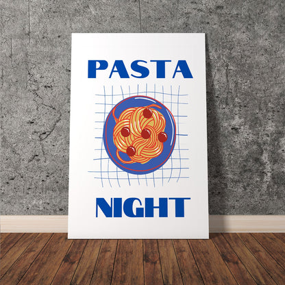 Wes Co Gallery Poster Pasta Night Blue 11 x 17" Home Goods - Coffee  Art Print