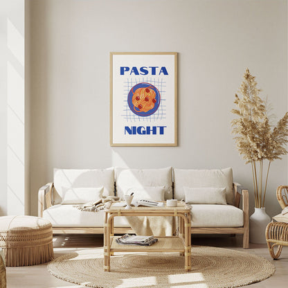 Wes Co Gallery Poster Pasta Night Blue 8 x 10" Home Goods - Coffee  Art Print