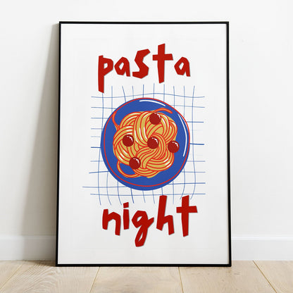 Wes Co Gallery Poster Pasta Night Red 8 x 10" Home Goods - Coffee  Art Print