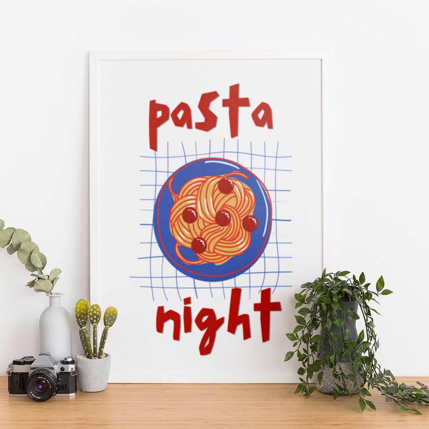 Wes Co Gallery Poster Pasta Night Red 12 x 16" Home Goods - Coffee  Art Print