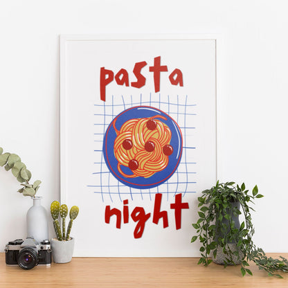 Wes Co Gallery Poster Pasta Night Red 12 x 16" Home Goods - Coffee  Art Print