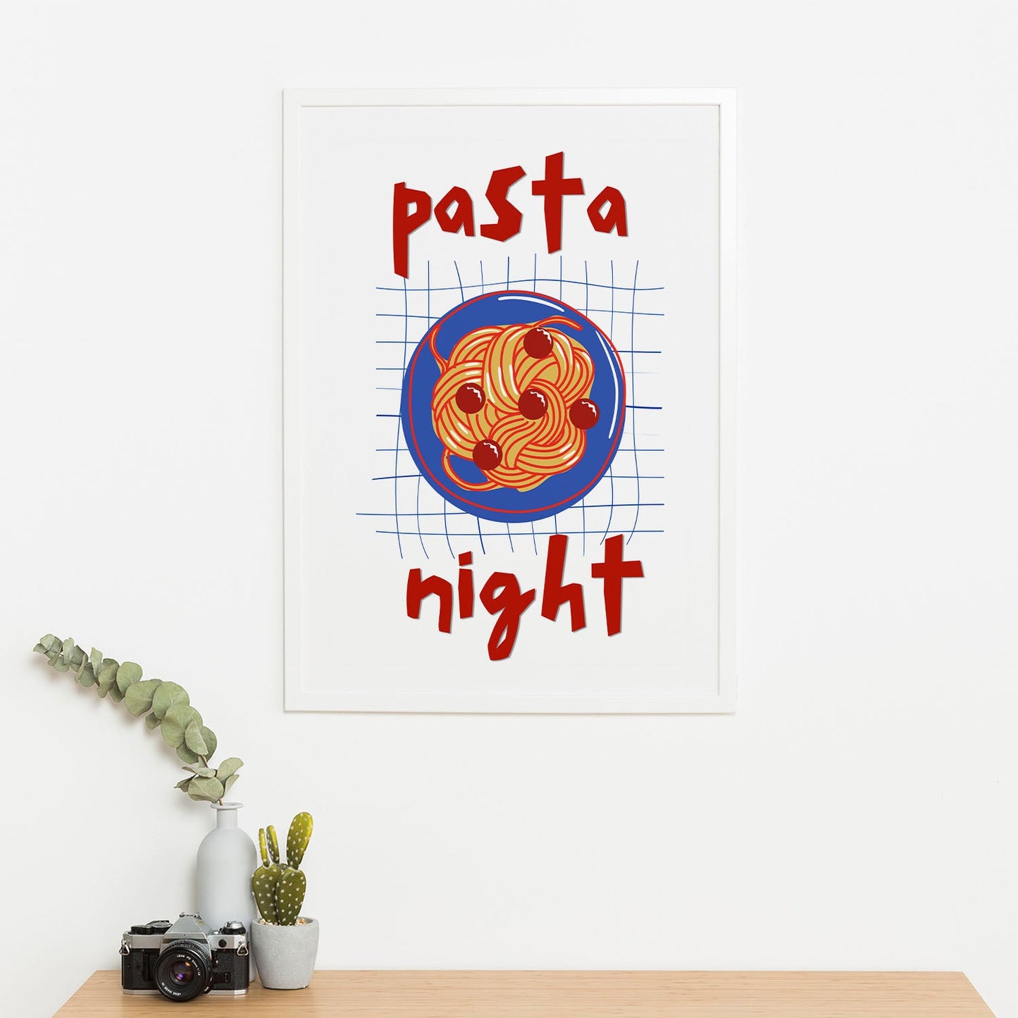 Wes Co Gallery Poster Pasta Night Red 16 x 20" Home Goods - Coffee  Art Print