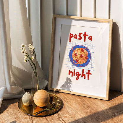 Wes Co Gallery Poster Pasta Night Red 5 x 7" Home Goods - Coffee  Art Print