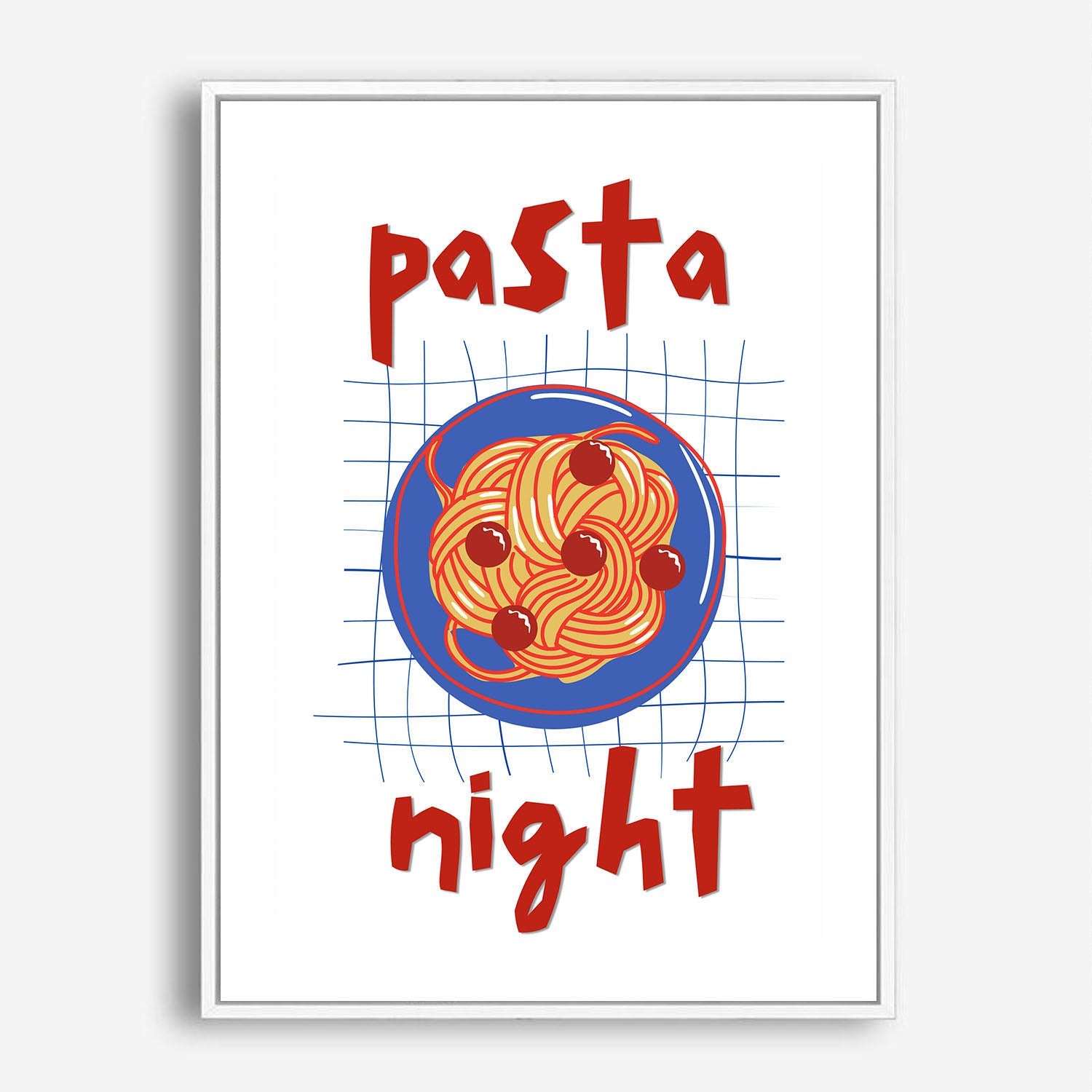 Wes Co Gallery Poster Pasta Night Red 5 x 7" Home Goods - Coffee  Art Print