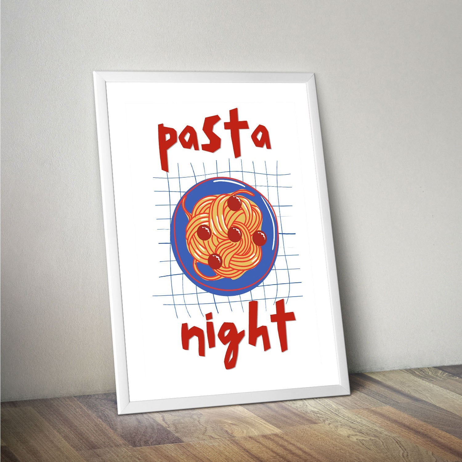 Wes Co Gallery Poster Pasta Night Red 16 x 20" Home Goods - Coffee  Art Print