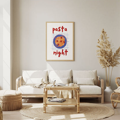 Wes Co Gallery Poster Pasta Night Red 8 x 10" Home Goods - Coffee  Art Print