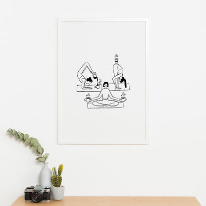 Wes Co Gallery Poster Coffee Yoga 16 x 20" Home Goods - Coffee  Art Print