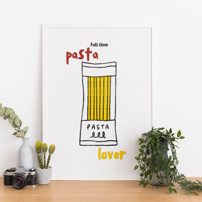 Wes Co Gallery Poster Full Time Pasta Lover 12 x 16" Home Goods - Coffee  Art Print