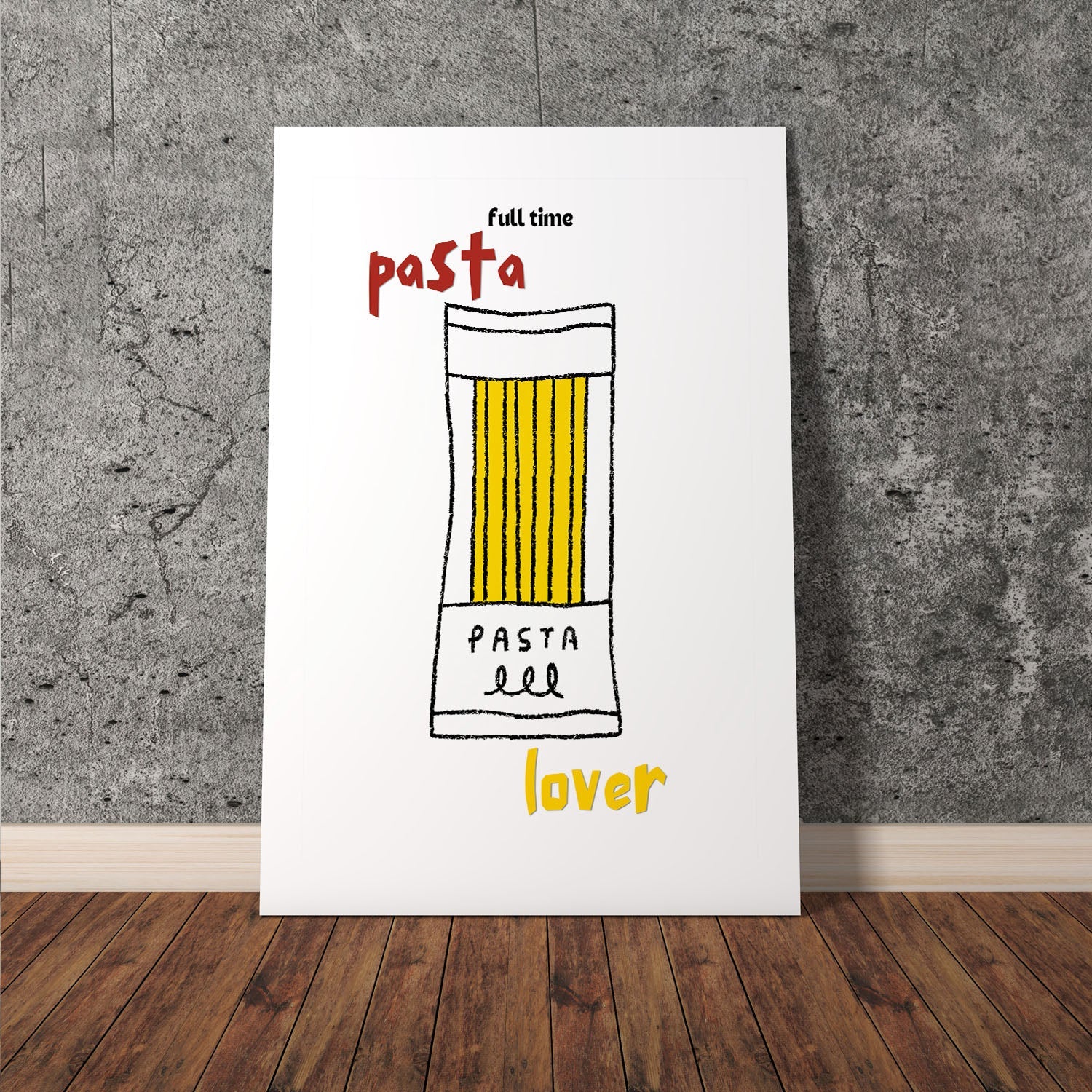 Wes Co Gallery Poster Full Time Pasta Lover 11 x 17" Home Goods - Coffee  Art Print