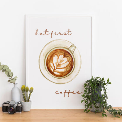 Wes Co Gallery Poster Morning Ritual But First Coffee 12 x 16" Home Goods - Coffee  Art Print