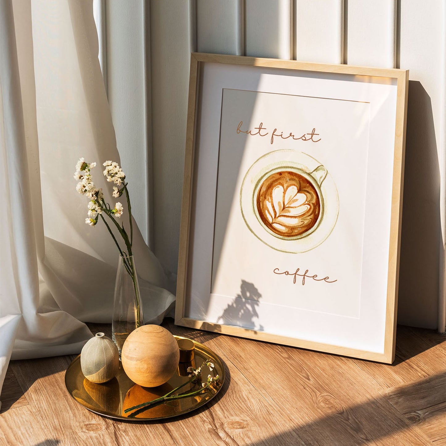 Wes Co Gallery Poster Morning Ritual But First Coffee 5 x 7" Home Goods - Coffee  Art Print