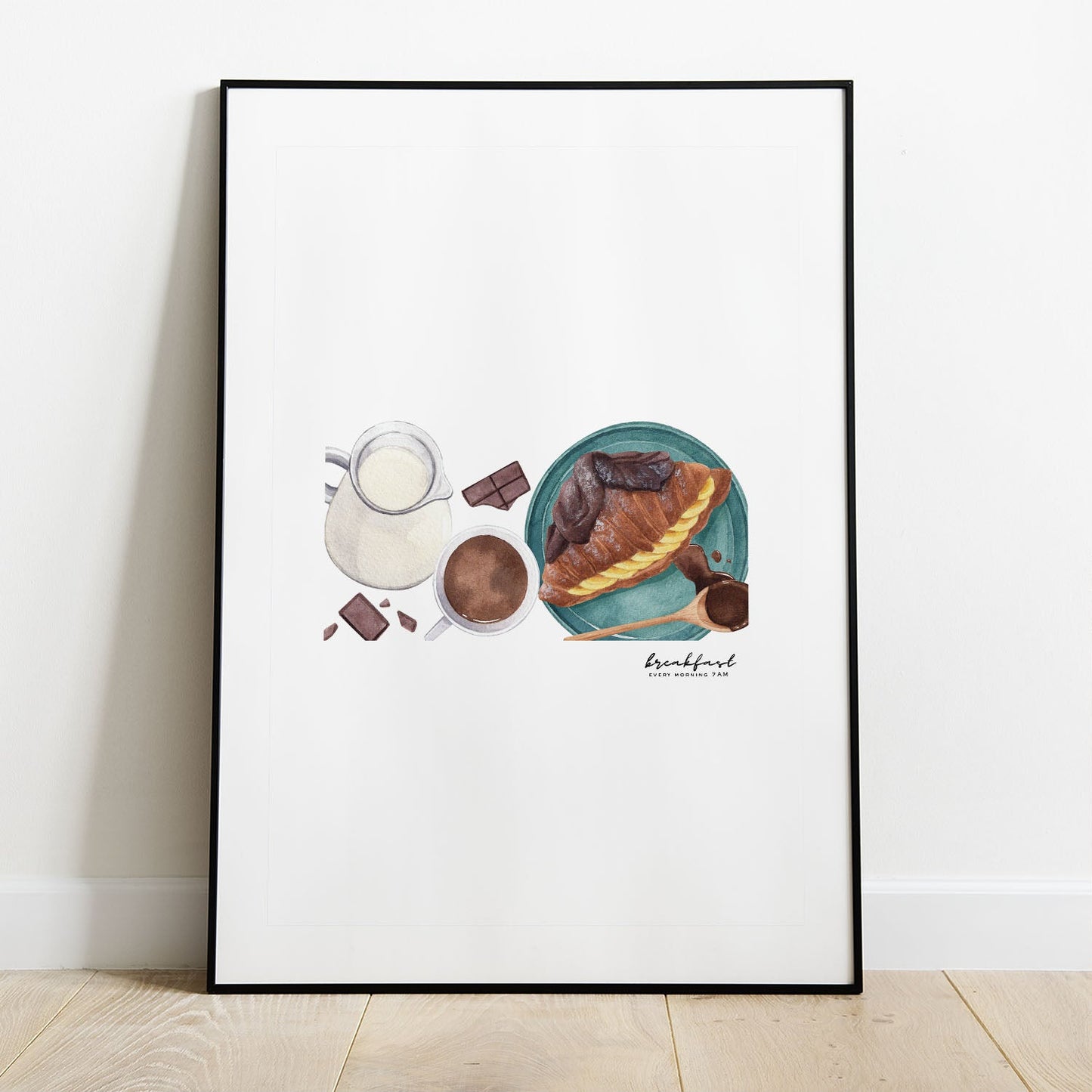 Wes Co Gallery Poster Croissant and Coffee Harmony 8 x 10" Home Goods - Coffee  Art Print