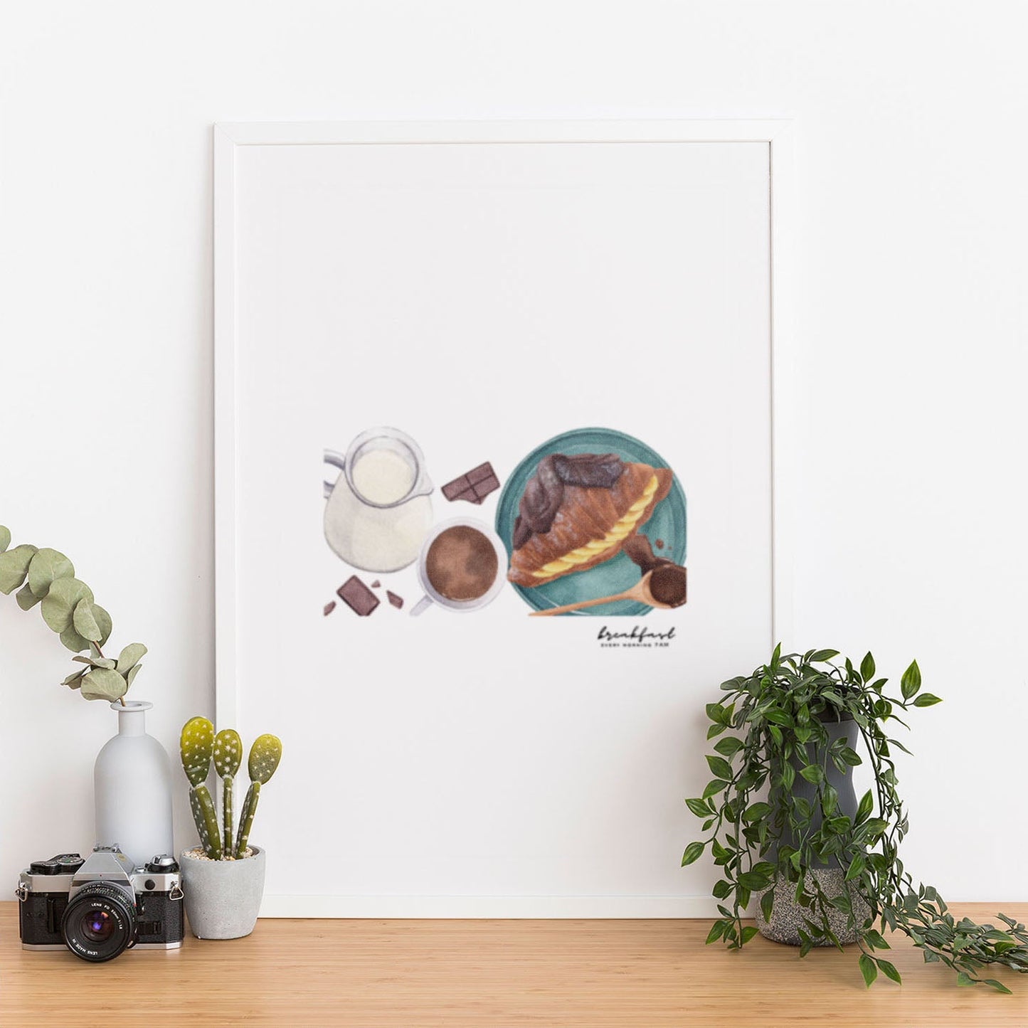 Wes Co Gallery Poster Croissant and Coffee Harmony 12 x 16" Home Goods - Coffee  Art Print