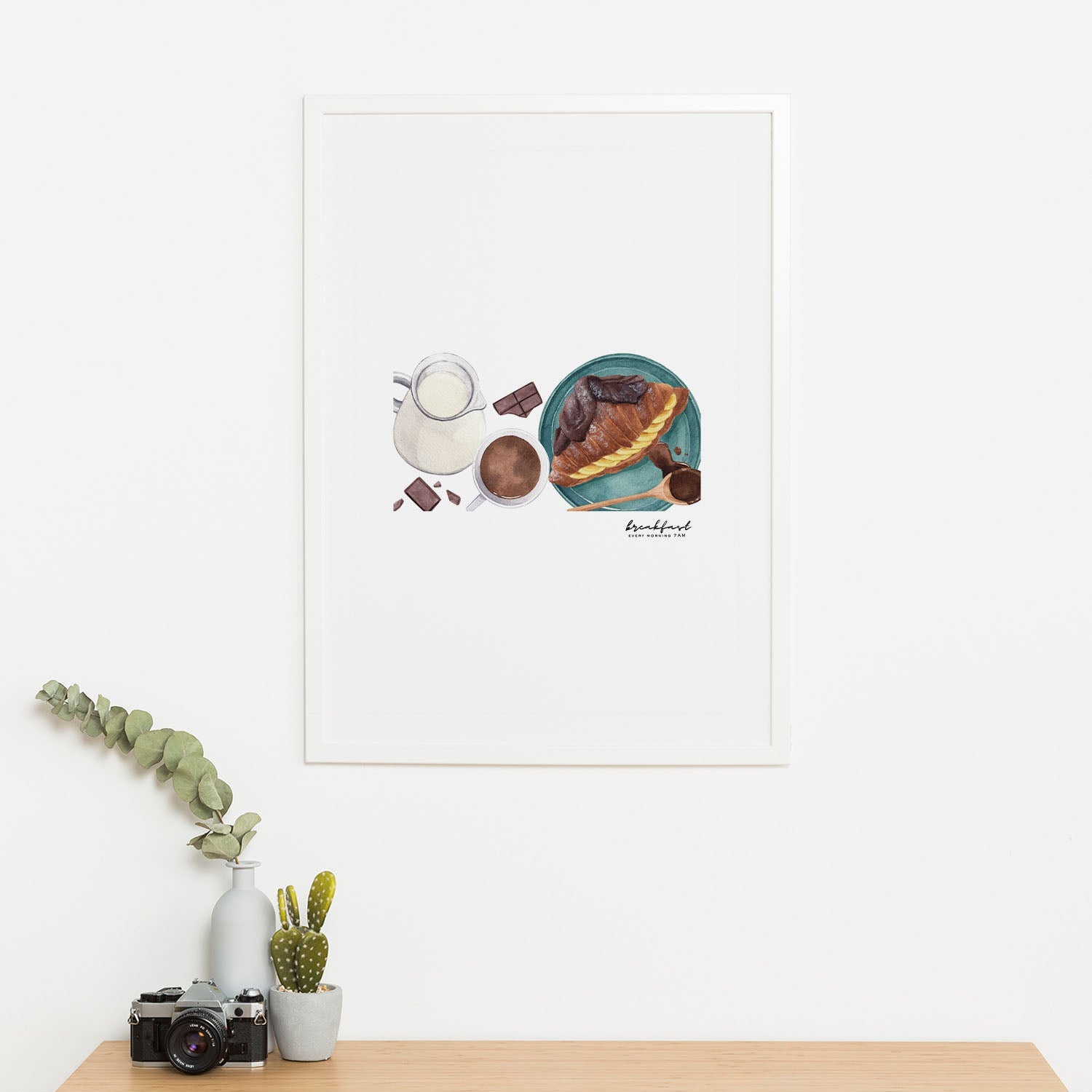 Wes Co Gallery Poster Croissant and Coffee Harmony 16 x 20" Home Goods - Coffee  Art Print