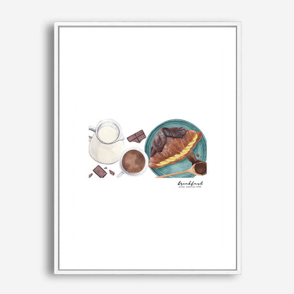 Wes Co Gallery Poster Croissant and Coffee Harmony 5 x 7" Home Goods - Coffee  Art Print