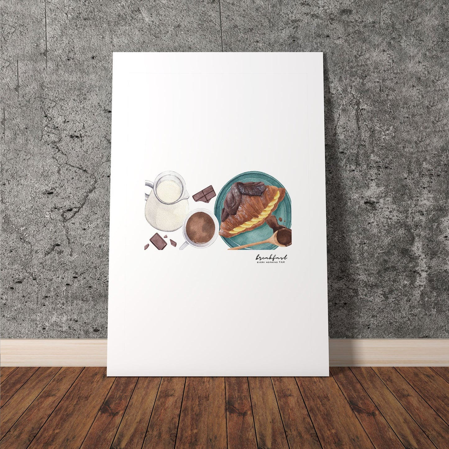 Wes Co Gallery Poster Croissant and Coffee Harmony 11 x 17" Home Goods - Coffee  Art Print