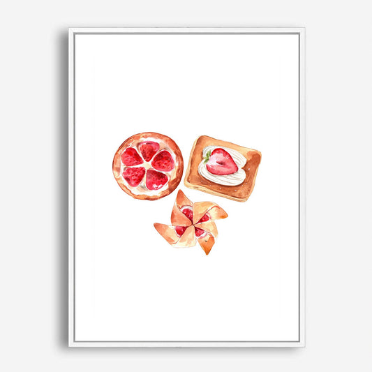 Wes Co Gallery Poster Strawberry Pastry Trio 5 x 7" Home Goods - Coffee  Art Print