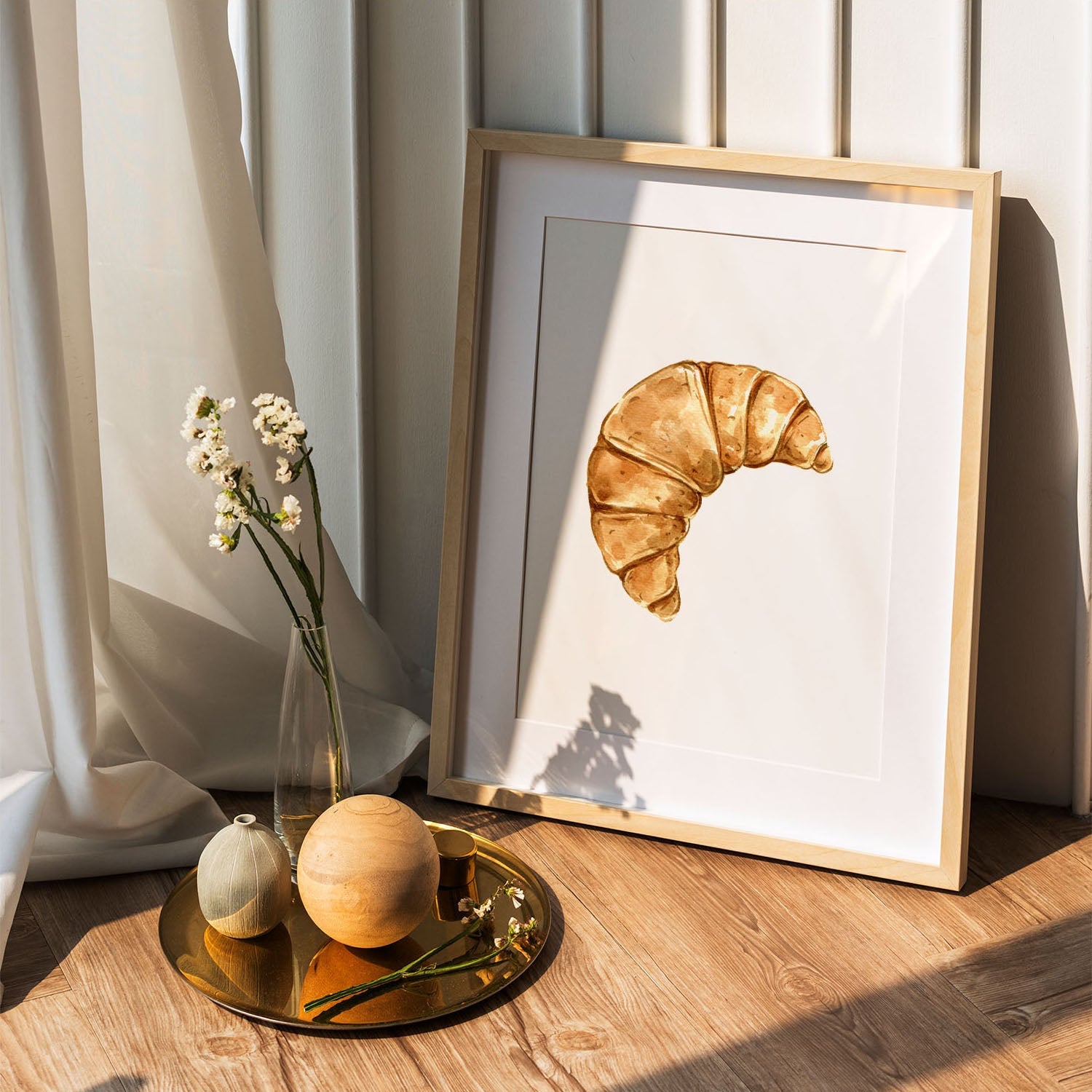 Wes Co Gallery Poster Golden Croissant Delight 5 x 7" Home Goods - Coffee  Art Print