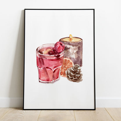 Wes Co Gallery Poster Cozy Candle and Cocktail 8 x 10" Home Goods - Coffee  Art Print