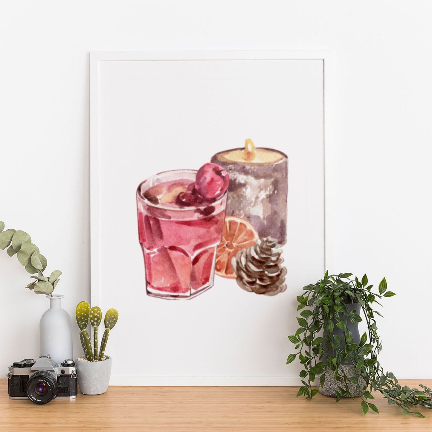 Wes Co Gallery Poster Cozy Candle and Cocktail 12 x 16" Home Goods - Coffee  Art Print