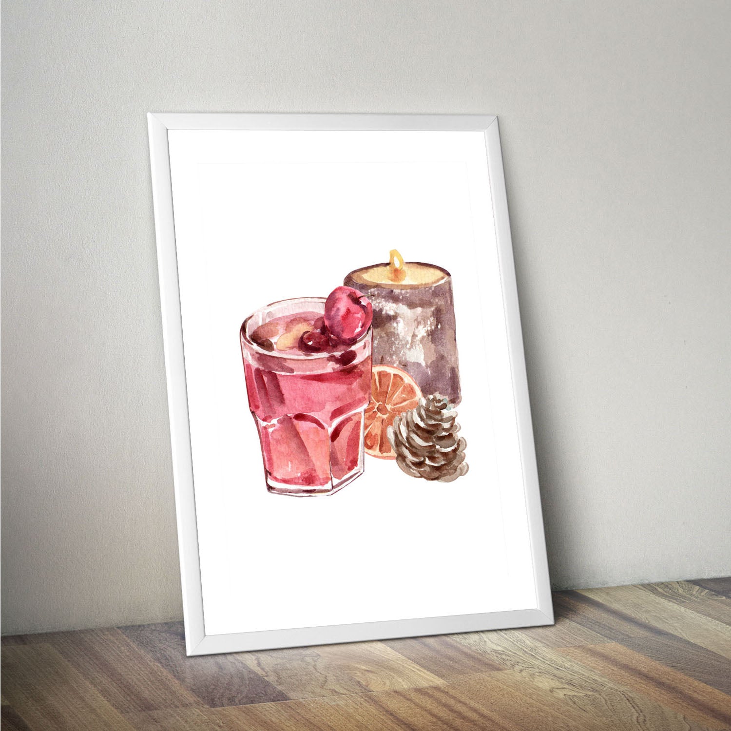 Wes Co Gallery Poster Cozy Candle and Cocktail 16 x 20" Home Goods - Coffee  Art Print