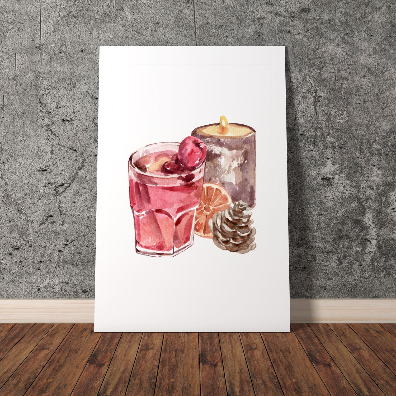 Wes Co Gallery Poster Cozy Candle and Cocktail 11 x 17" Home Goods - Coffee  Art Print