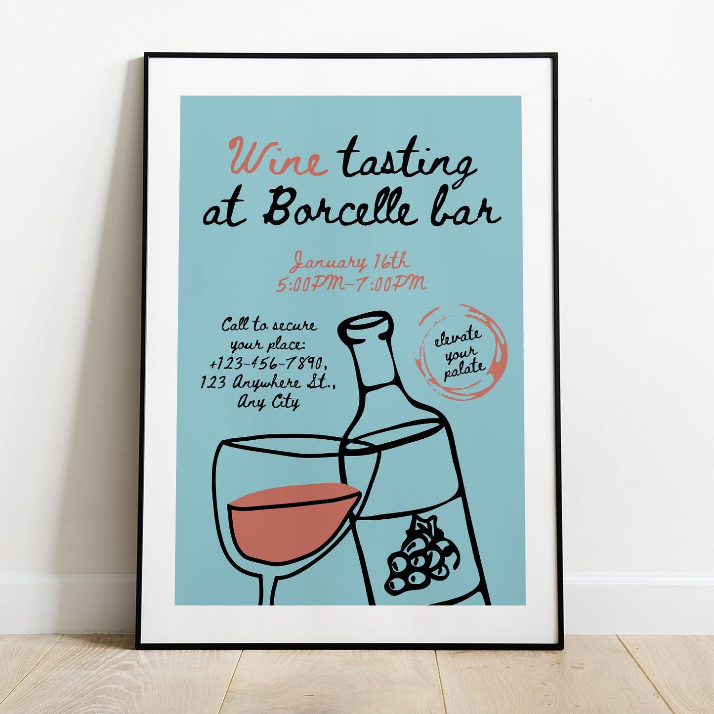 Wes Co Gallery Poster Wine Tasting at Borcelle 8 x 10" Home Goods - Coffee  Art Print