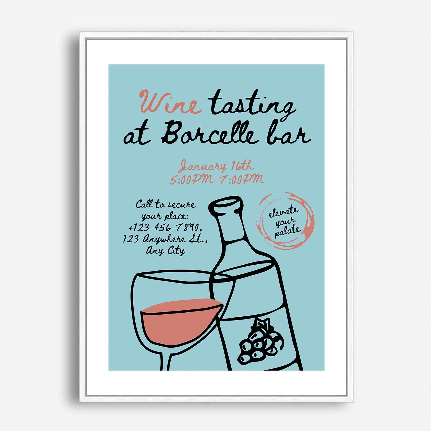 Wes Co Gallery Poster Wine Tasting at Borcelle 5 x 7" Home Goods - Coffee  Art Print