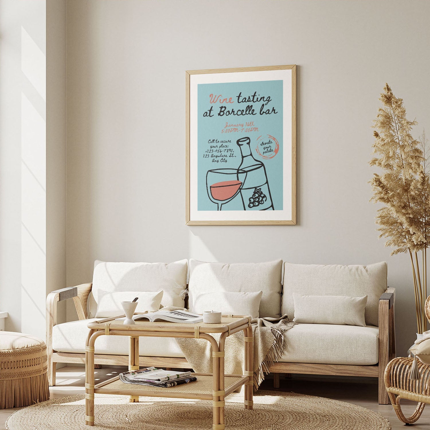 Wes Co Gallery Poster Wine Tasting at Borcelle 12 x 16" Home Goods - Coffee  Art Print