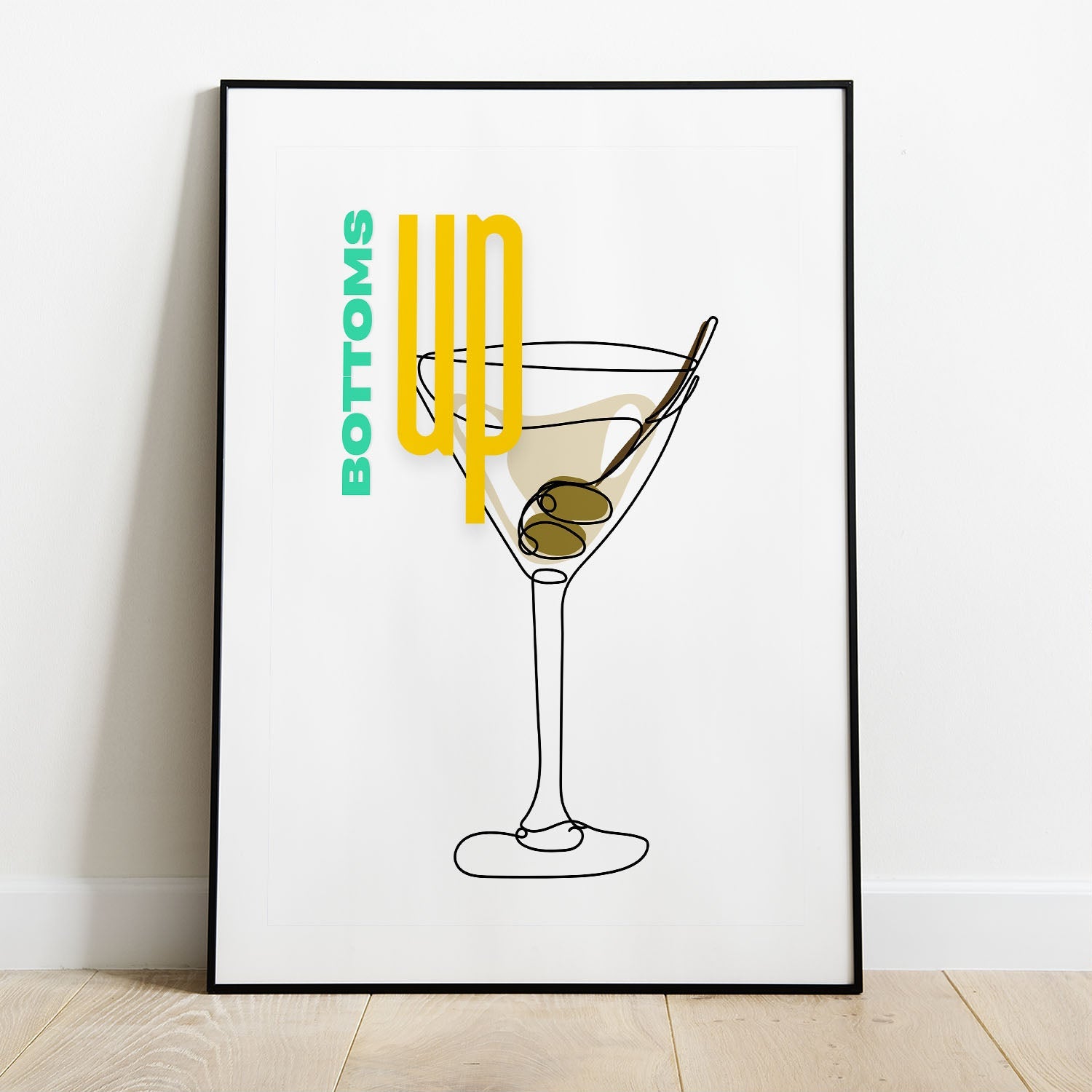 Wes Co Gallery Poster Bottoms Up Martini 8 x 10" Home Goods - Coffee  Art Print