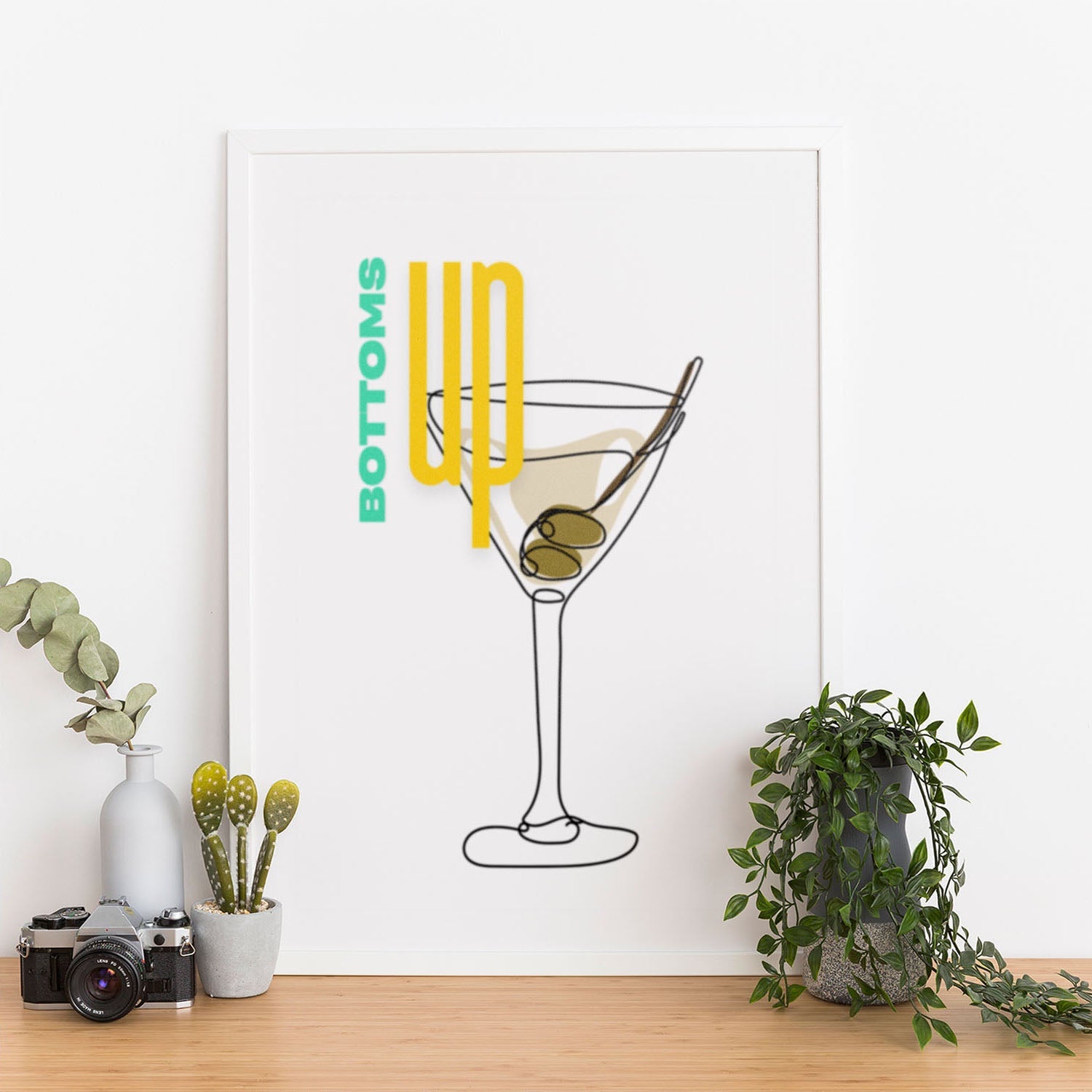 Wes Co Gallery Poster Bottoms Up Martini 12 x 16" Home Goods - Coffee  Art Print