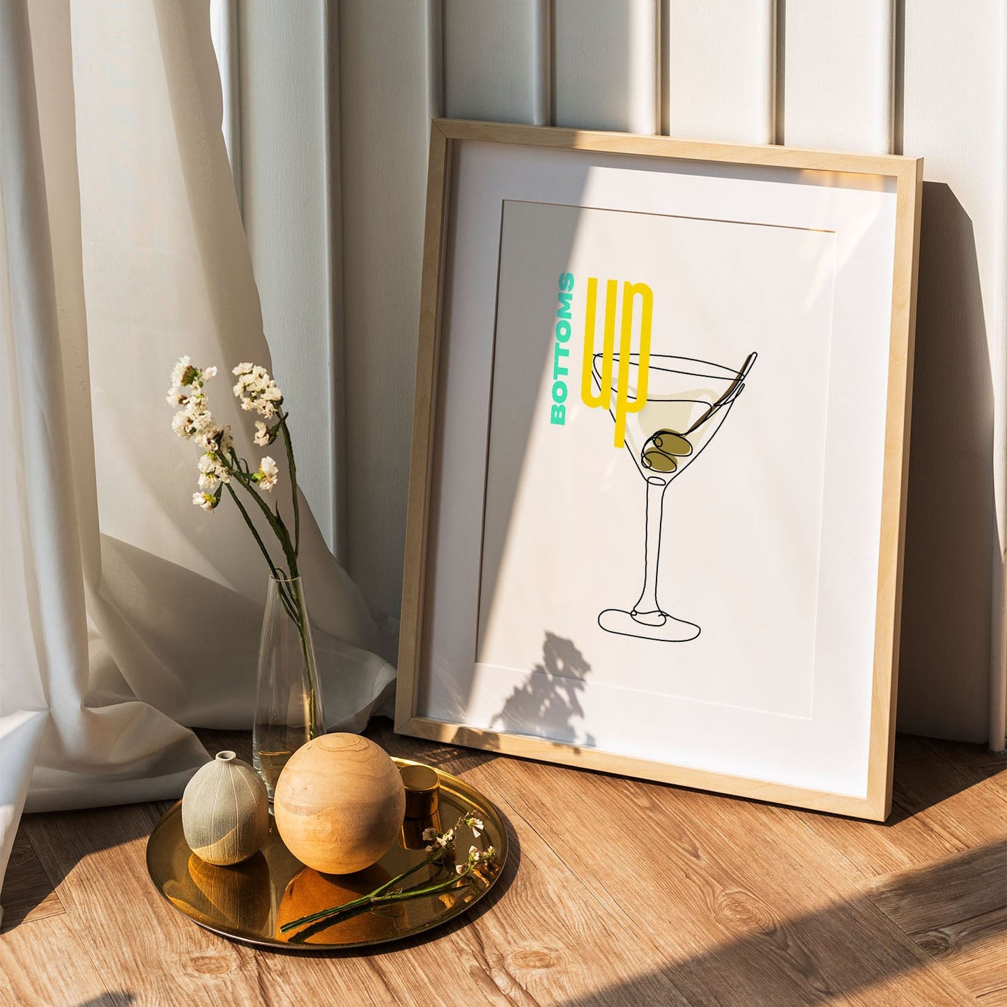 Wes Co Gallery Poster Bottoms Up Martini 5 x 7" Home Goods - Coffee  Art Print