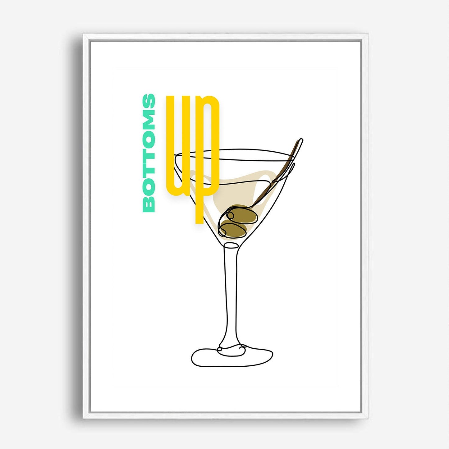 Wes Co Gallery Poster Bottoms Up Martini 5 x 7" Home Goods - Coffee  Art Print