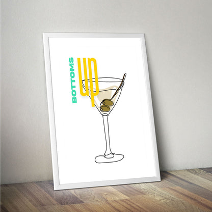 Wes Co Gallery Poster Bottoms Up Martini 16 x 20" Home Goods - Coffee  Art Print