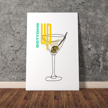 Wes Co Gallery Poster Bottoms Up Martini 11 x 17" Home Goods - Coffee  Art Print