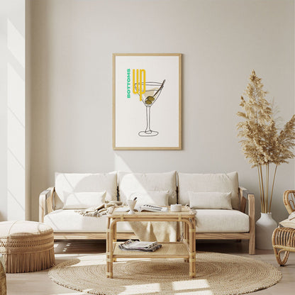 Wes Co Gallery Poster Bottoms Up Martini 8 x 10" Home Goods - Coffee  Art Print