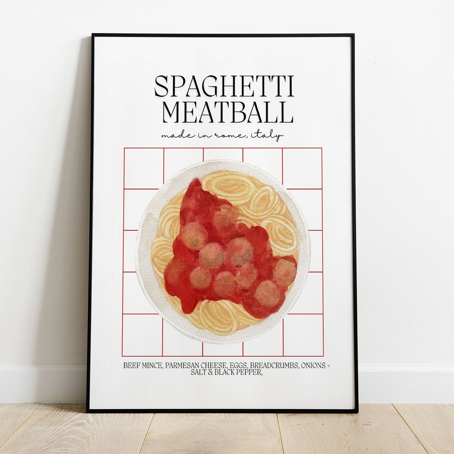 Wes Co Gallery Poster Classic Spaghetti & Meatballs 8 x 10" Home Goods - Coffee  Art Print