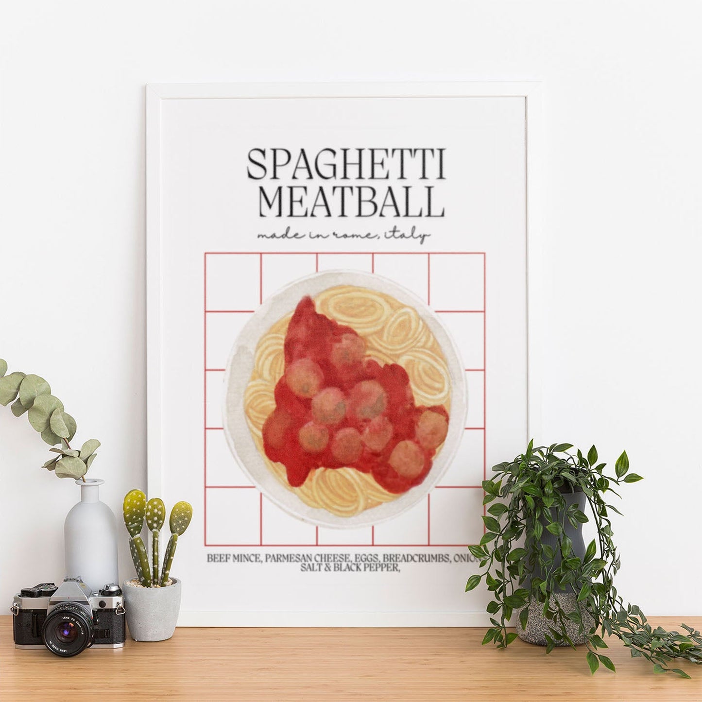 Wes Co Gallery Poster Classic Spaghetti & Meatballs 12 x 16" Home Goods - Coffee  Art Print