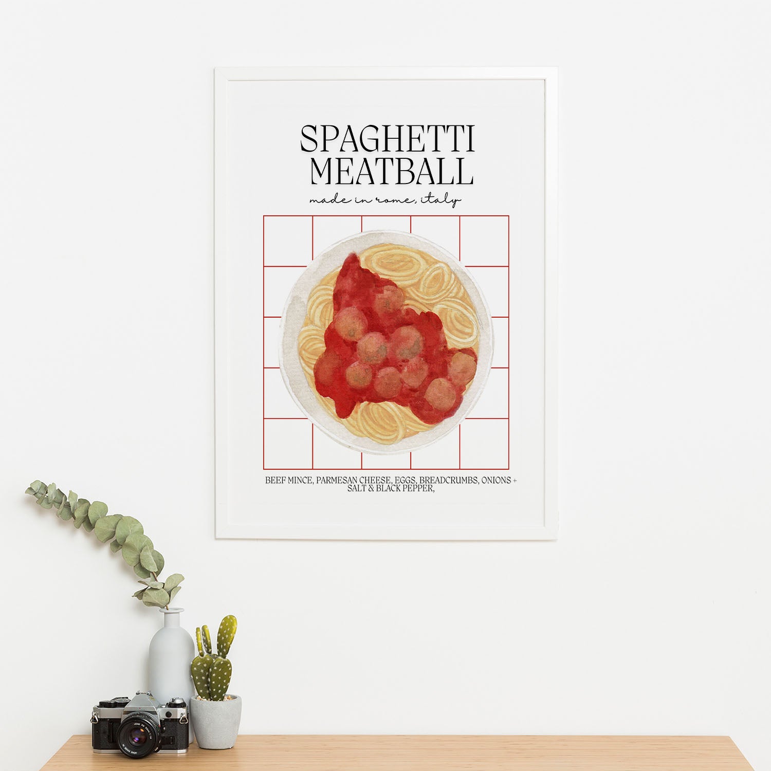 Wes Co Gallery Poster Classic Spaghetti & Meatballs 16 x 20" Home Goods - Coffee  Art Print