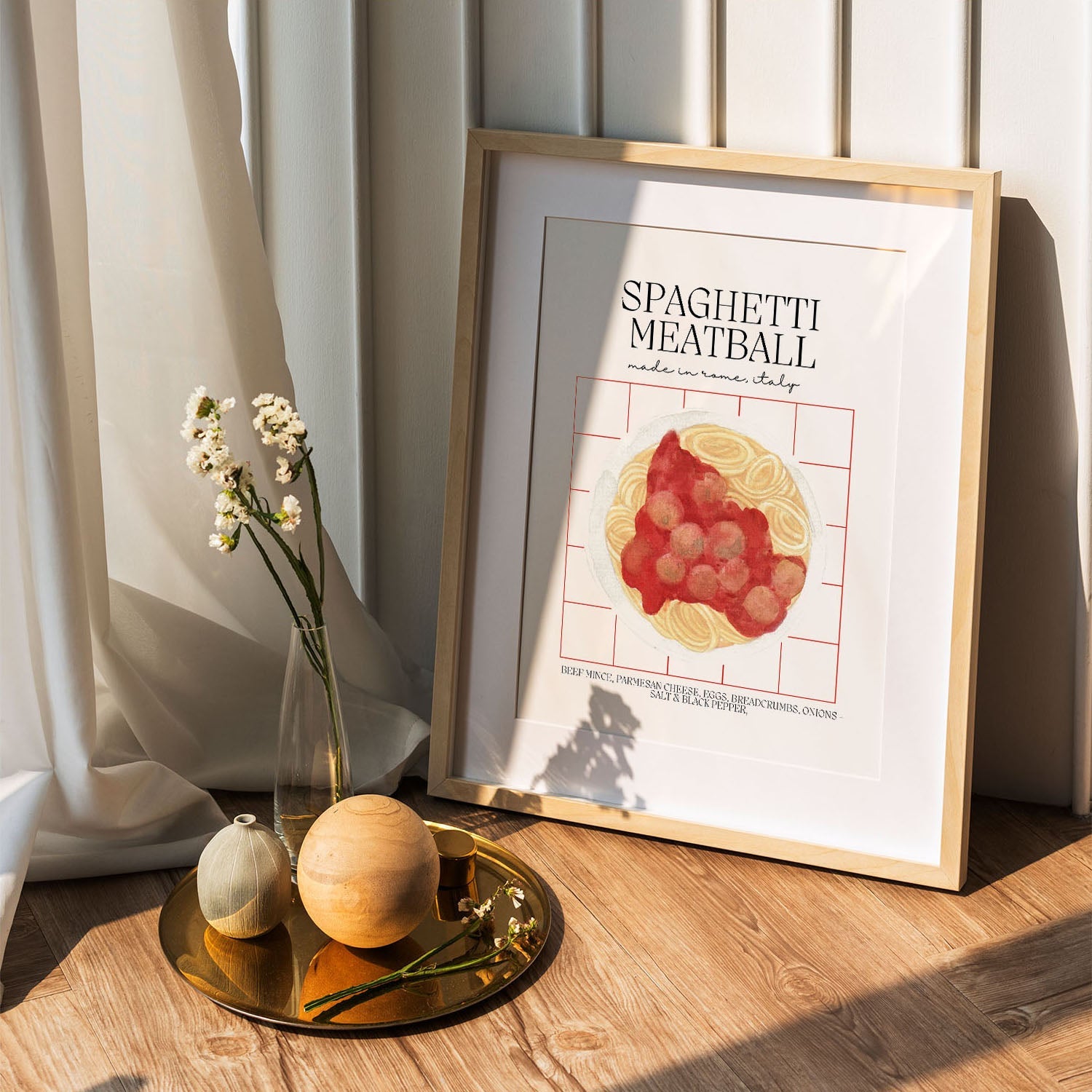 Wes Co Gallery Poster Classic Spaghetti & Meatballs 5 x 7" Home Goods - Coffee  Art Print