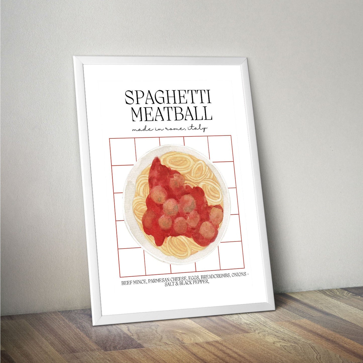 Wes Co Gallery Poster Classic Spaghetti & Meatballs 16 x 20" Home Goods - Coffee  Art Print