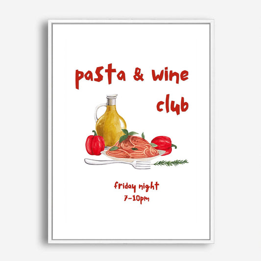 Wes Co Gallery Poster Pasta & Wine Club 5 x 7" Home Goods - Coffee  Art Print