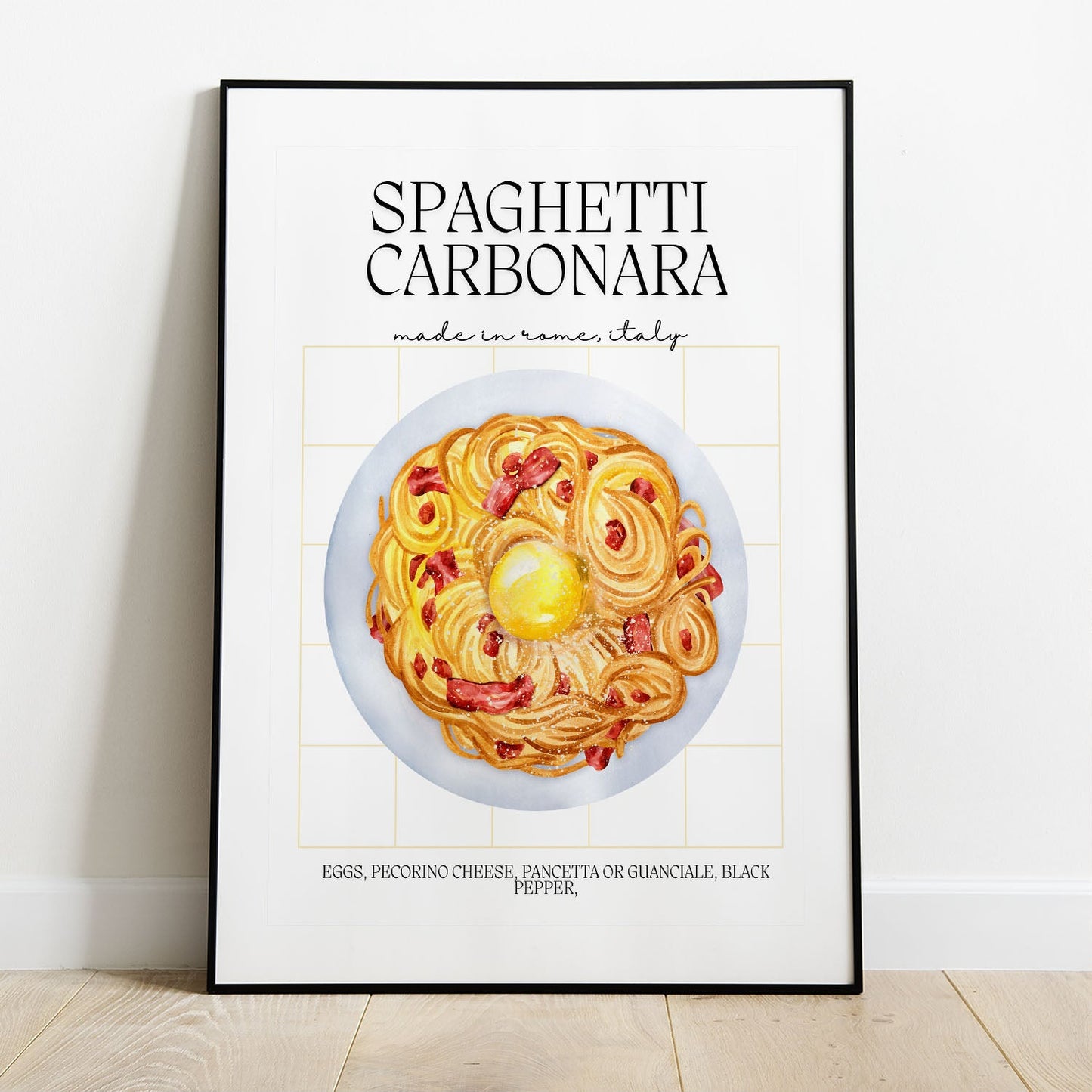 Wes Co Gallery Poster Spaghetti Carbonara Delight 8 x 10" Home Goods - Coffee  Art Print