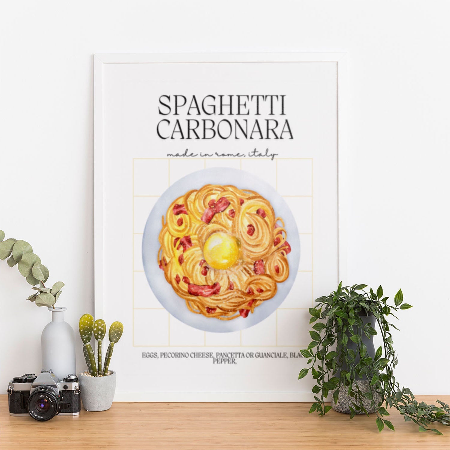 Wes Co Gallery Poster Spaghetti Carbonara Delight 12 x 16" Home Goods - Coffee  Art Print