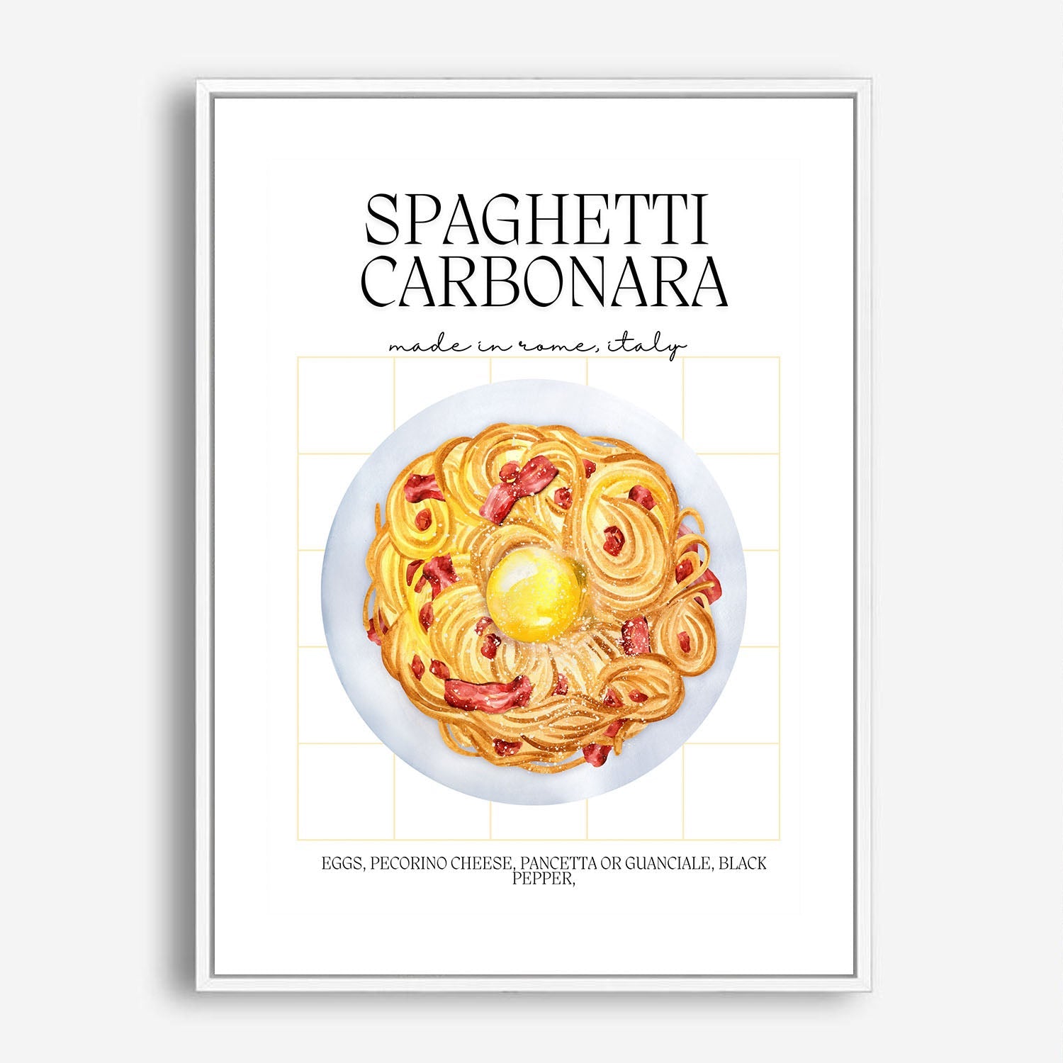 Wes Co Gallery Poster Spaghetti Carbonara Delight 5 x 7" Home Goods - Coffee  Art Print