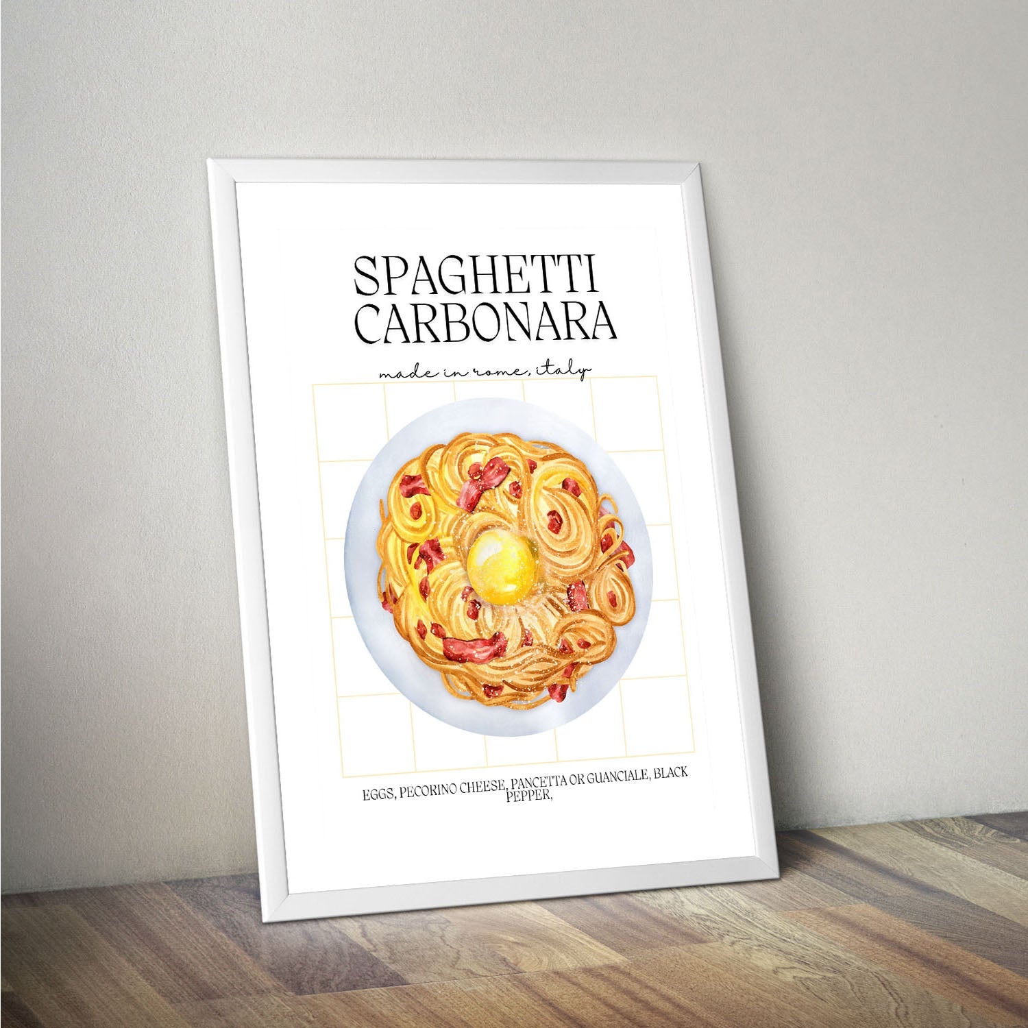 Wes Co Gallery Poster Spaghetti Carbonara Delight 16 x 20" Home Goods - Coffee  Art Print