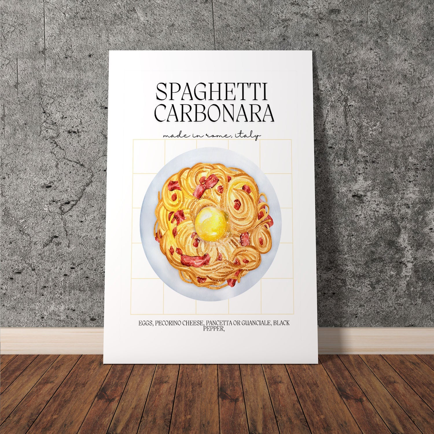 Wes Co Gallery Poster Spaghetti Carbonara Delight 11 x 17" Home Goods - Coffee  Art Print