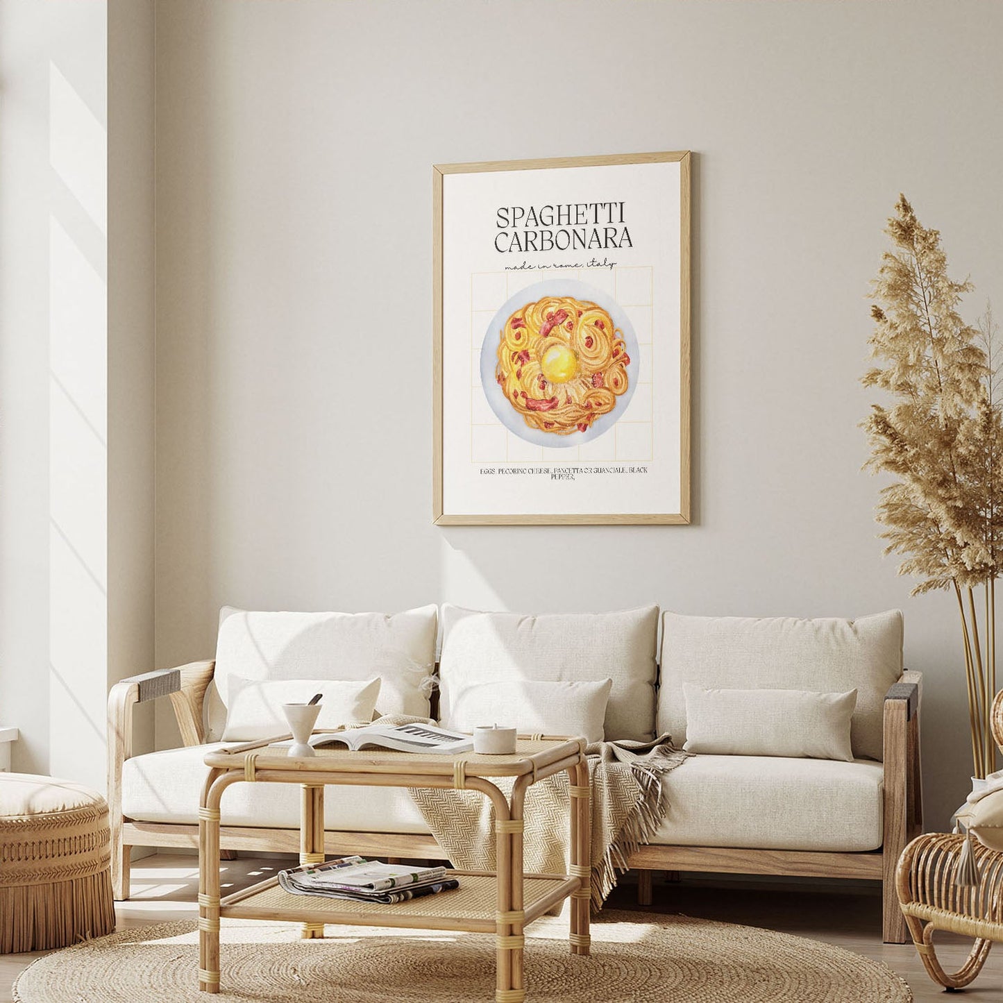 Wes Co Gallery Poster Spaghetti Carbonara Delight 12 x 16" Home Goods - Coffee  Art Print