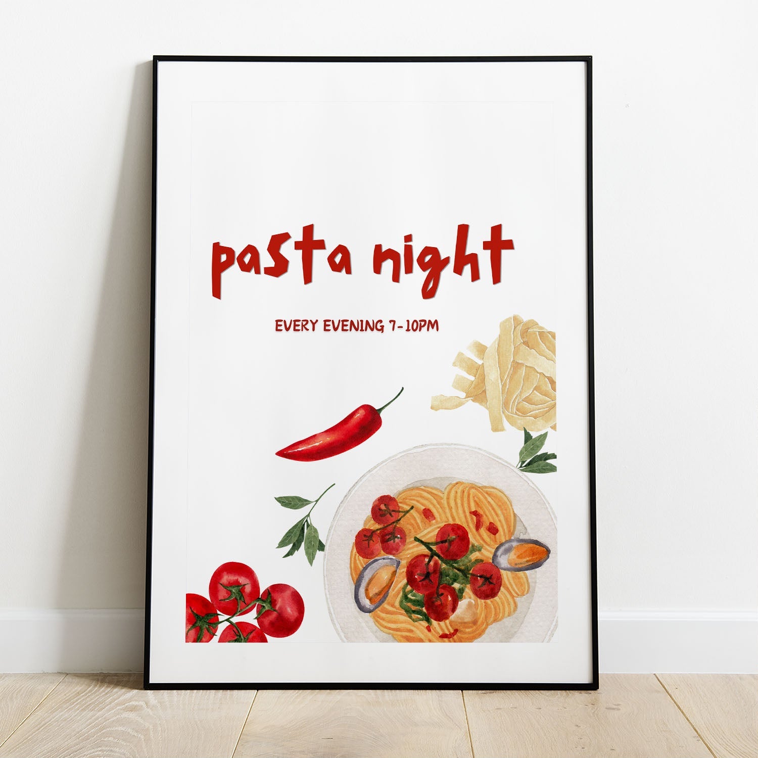 Wes Co Gallery Poster Cozy Pasta Night 8 x 10" Home Goods - Coffee  Art Print